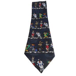 Looney Tunes Vtg Cartoon Novelty Necktie Football characters Bugs, Taz, Daffy